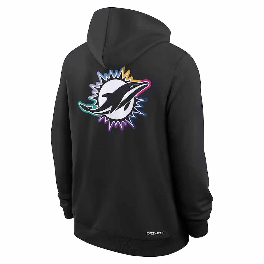M.Dolphins Black Pullover Hoodie 2025 American Football Jerseys Size S-4XL