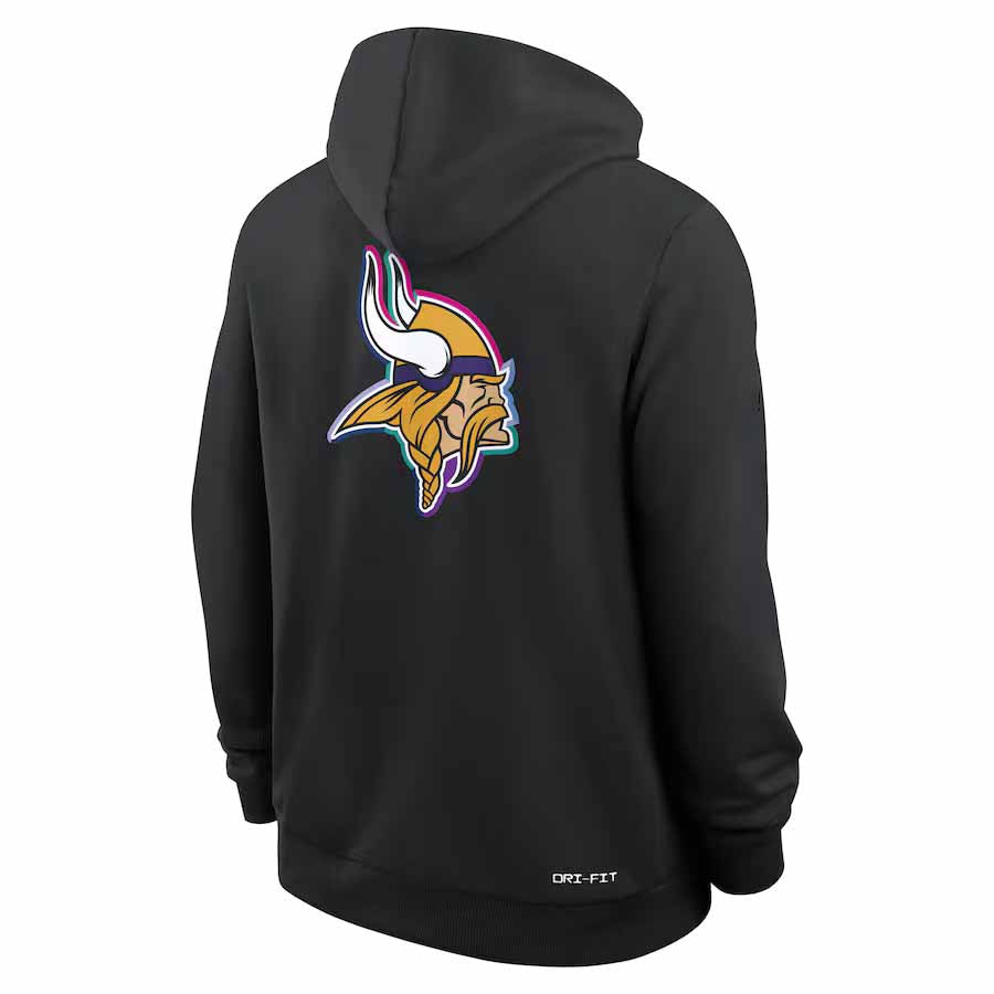 MN.Vikings Black Pullover Hoodie 2025 American Football Jerseys Size S-4XL