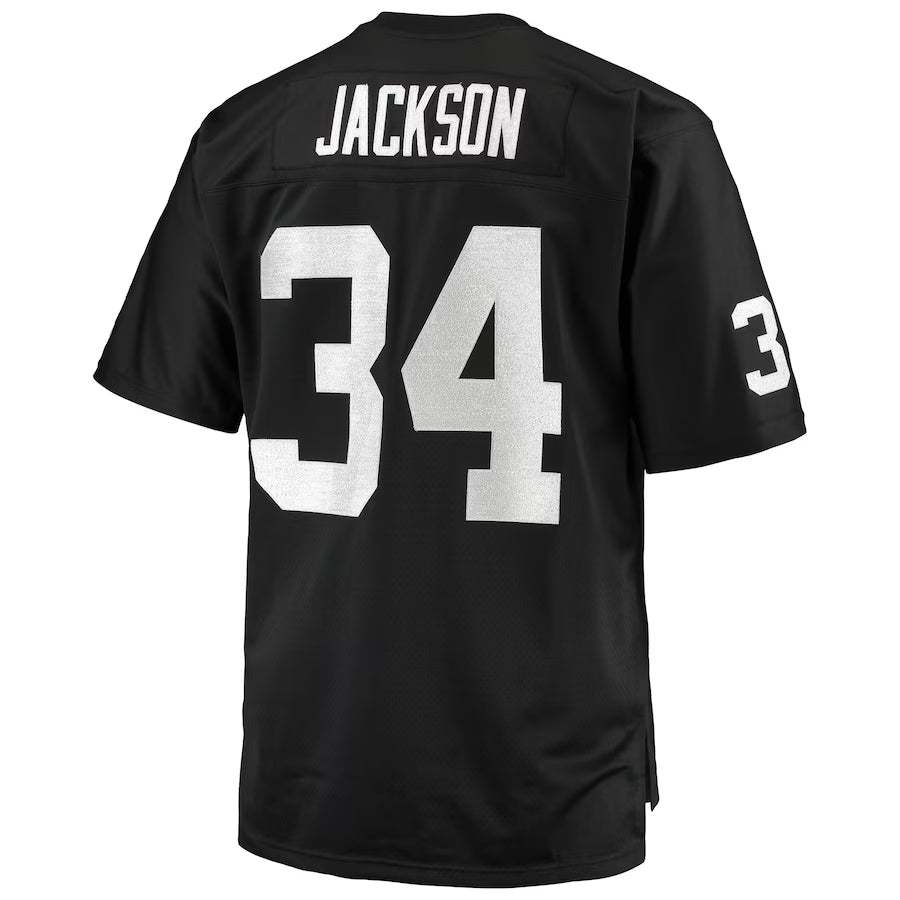 LV.Raiders #34 Bo Jackson Mitchell & Ness Black Big & Tall 1988 Retired Player Replica Jersey