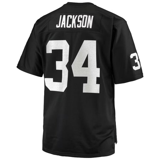 LV.Raiders #34 Bo Jackson Mitchell & Ness Black Big & Tall 1988 Retired Player Replica Jersey