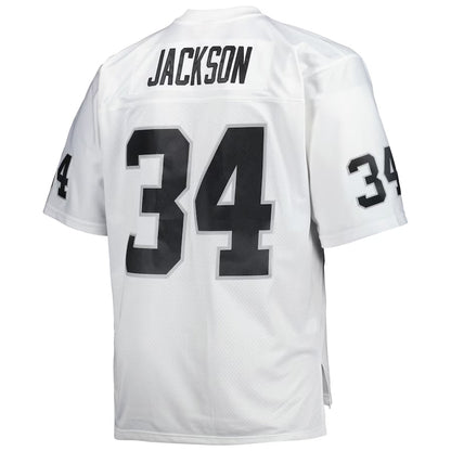 LV.Raiders #34 Bo Jackson Mitchell & Ness White Big & Tall 1988 Retired Player Replica Jersey