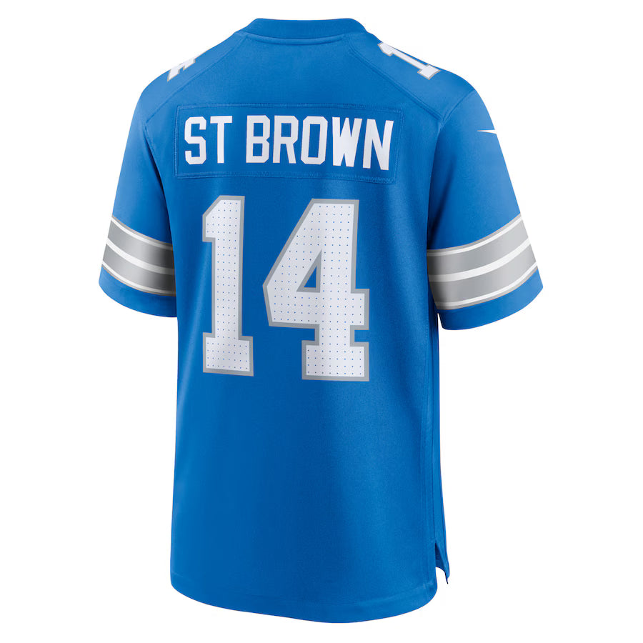 D.Lions #14 Amon-Ra St. Brown Blue Game Jersey Stitched American Football Jerseys