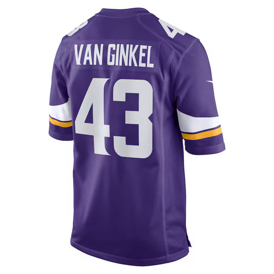 MN.Vikings #43 Andrew Van Ginkel Purple Game Jersey Stitched American Football Jerseys