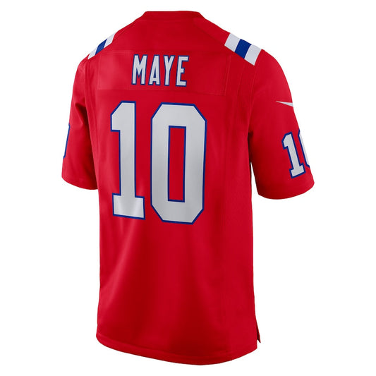 NE.Patriots #10 Drake Maye Red Game Jersey Stitched American Football Jerseys