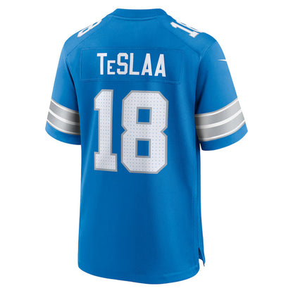 D.Lions #18 Isaac TeSlaa Blue Game Jersey Stitched American Football Jerseys