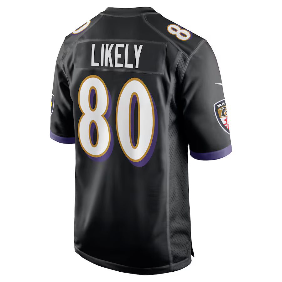 B.Ravens #80 Isaiah Likely Black Game Jersey Stitched American Football Jerseys