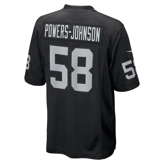 LV.Raiders #58 Jackson Powers-Johnson Black Game Jersey Stitched American Football Jerseys