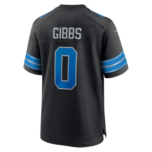 D.Lions #0 Jahmyr Gibbs Black Game Jersey Stitched American Football Jerseys