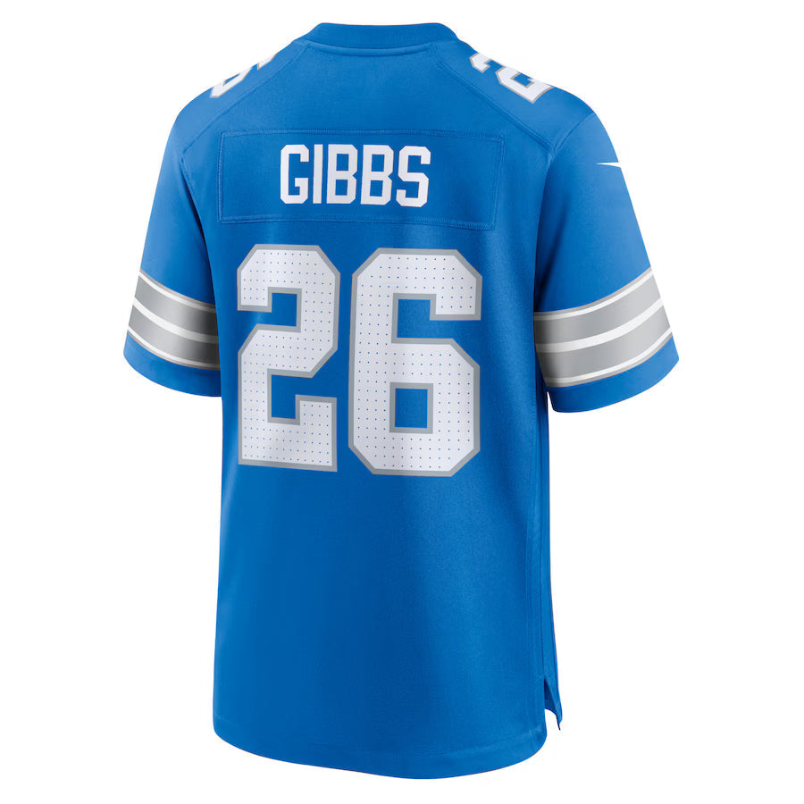 D.Lions #26 Jahmyr Gibbs Blue Game Jersey Stitched American Football Jerseys