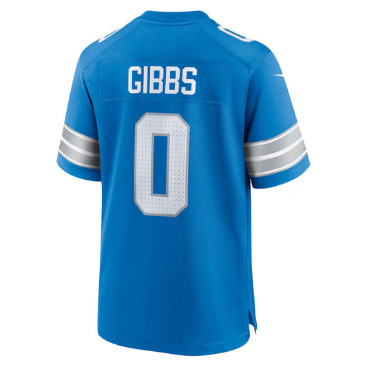 D.Lions #0 Jahmyr Gibbs Blue Game Jersey Stitched American Football Jerseys