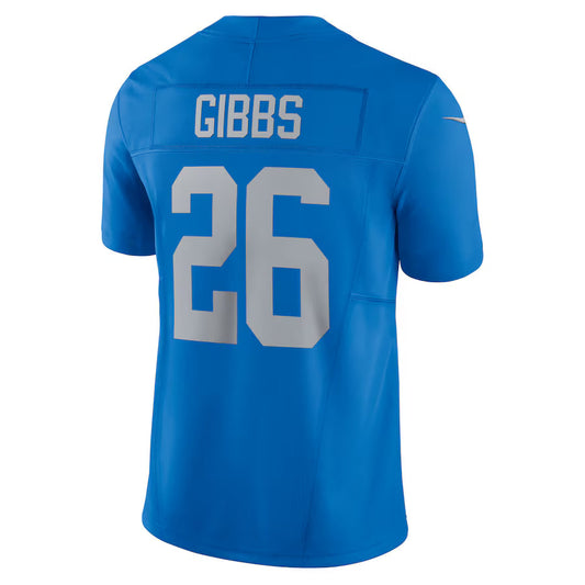 D.Lions #26 Jahmyr Gibbs Blue Vapor F.U.S.E. Limited Jersey Stitched American Football Jerseys