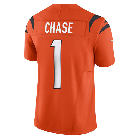 C.Bengals #1 Ja'Marr Chase Orange Vapor F.U.S.E. Limited Jersey Stitched American Football Jerseys