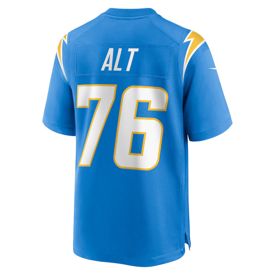 LA.Chargers #76 Joe Alt Powder Blue Game Jersey Stitched American Football Jerseys
