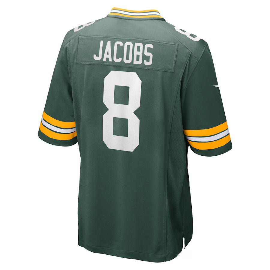 GB.Packers #8 Josh Jacobs Green Game Jersey Stitched American Football Jerseys