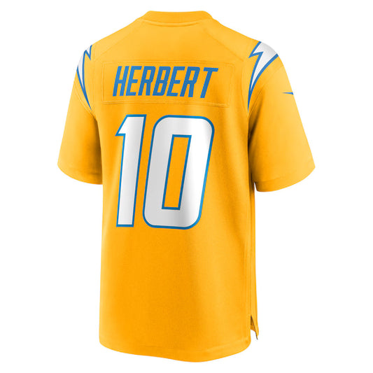 LA.Chargers #10 Justin Herbert Gold Game Jersey Stitched American Football Jerseys