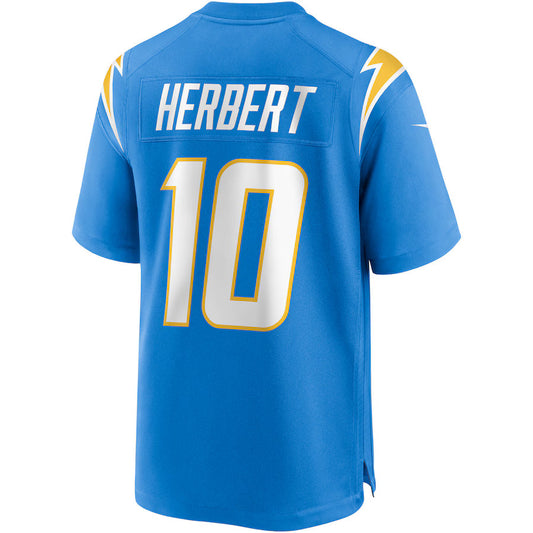 LA.Chargers #10 Justin Herbert Powder Blue Game Jersey Stitched American Football Jerseys
