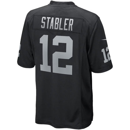 LV.Raiders #12 Ken Stabler Black Game Jersey Stitched American Football Jerseys