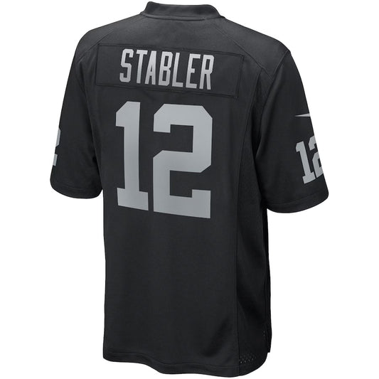 LV.Raiders #12 Ken Stabler Black Game Jersey Stitched American Football Jerseys