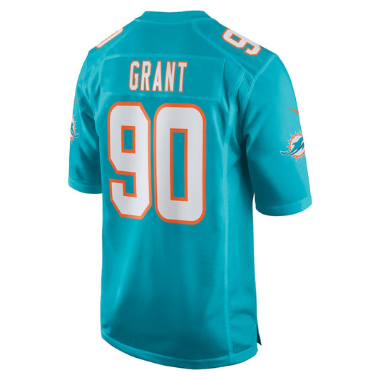 M.Dolphins #90 Kenneth Grant Aqua Game Jersey Stitched American Football Jerseys