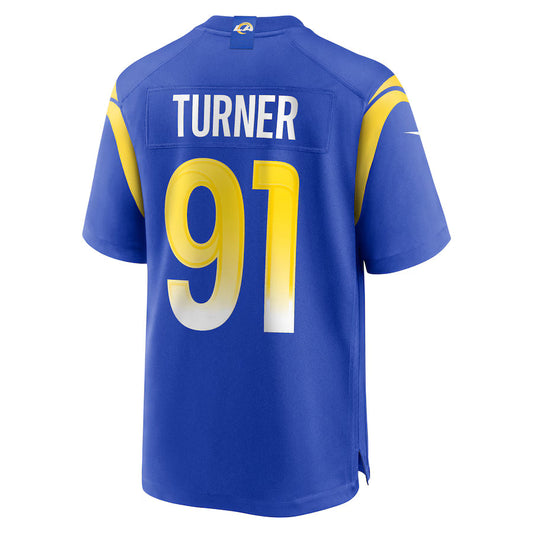 LA.Rams #91 Kobie Turner Royal Game Jersey Stitched American Football Jerseys