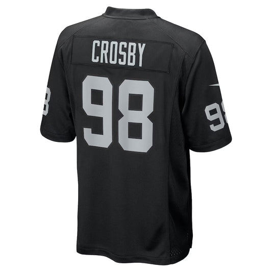 LV.Raiders #98 Maxx Crosby Black Game Jersey Stitched American Football Jerseys