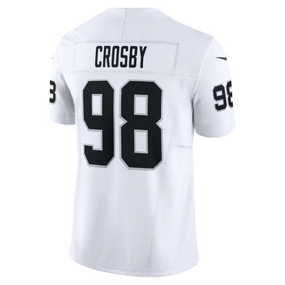 LV.Raiders #98 Maxx Crosby White Vapor F.U.S.E. Limited Jersey Stitched American Football Jerseys