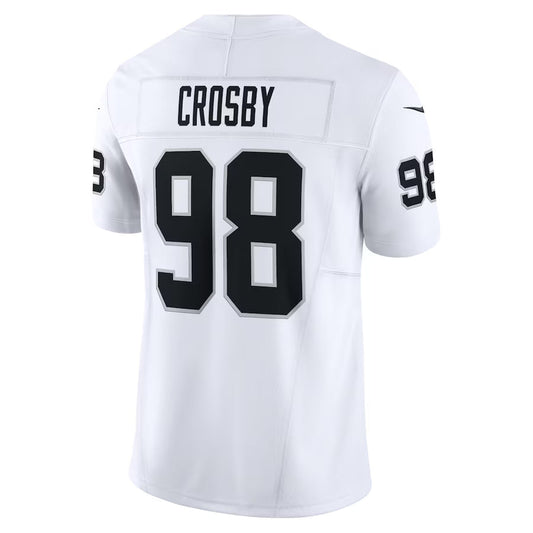 LV.Raiders #98 Maxx Crosby White Vapor F.U.S.E. Limited Jersey Stitched American Football Jerseys