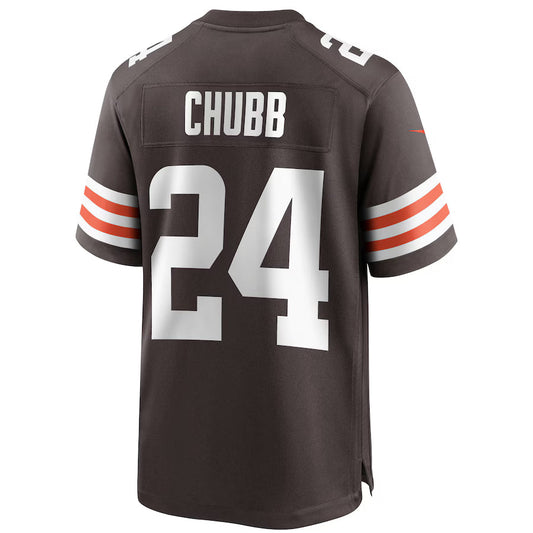 C.Browns #24 Nick Chubb Brown Game Jersey Stitched American Football Jerseys
