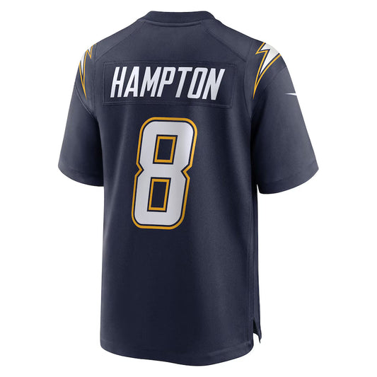 LA.Chargers #8 Omarion Hampton Navy Game Jersey Stitched American Football Jerseys