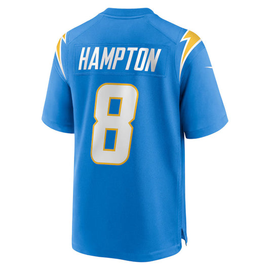 LA.Chargers #8 Omarion Hampton Powder Blue Game Jersey Stitched American Football Jerseys