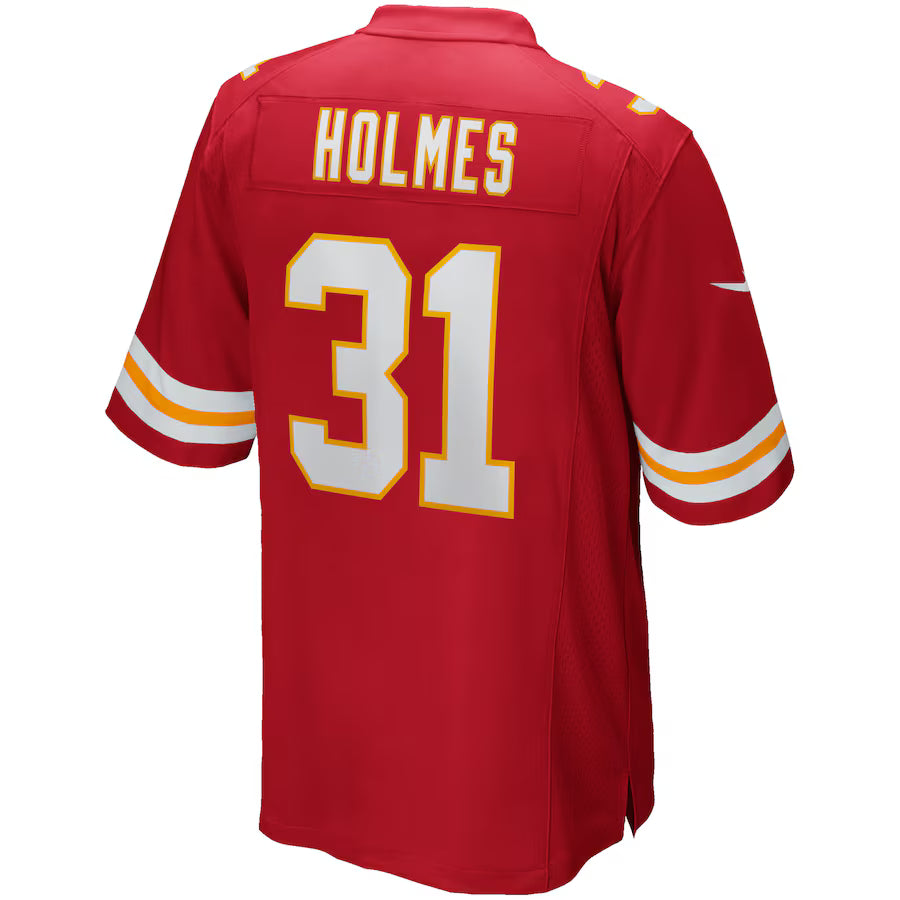 KC.Chiefs #31 Priest Holmes Red Game Jersey Stitched American Football Jerseys