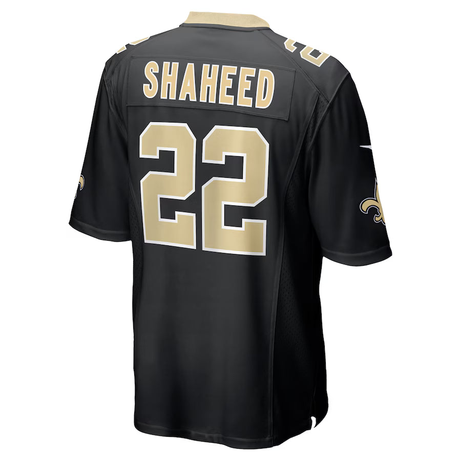 NO.Saints #22 Rashid Shaheed Black Game Jersey Stitched American Football Jerseys
