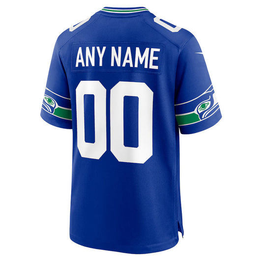 Custom S.Seahawks Royal Game Jersey Stitched American Football Jerseys