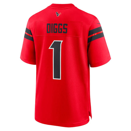 H.Texans #1 Stefon Diggs Red Game Jersey Stitched American Football Jerseys