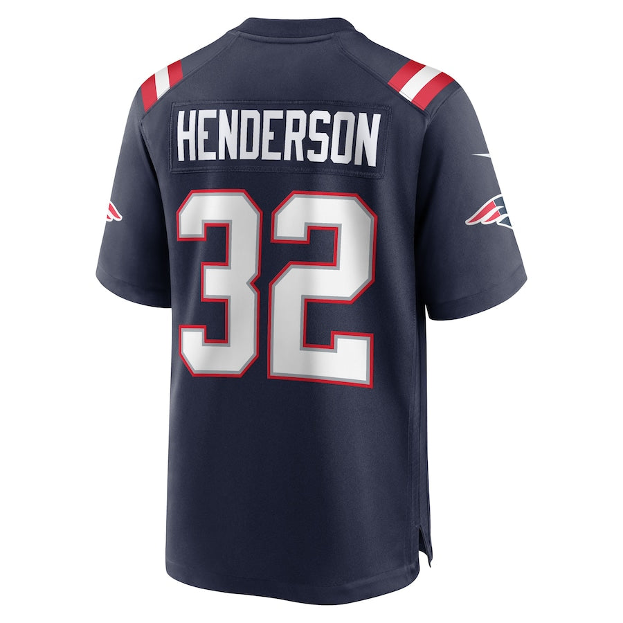 NE.Patriots #32 TreVeyon Henderson Navy Game Jersey Stitched American Football Jerseys