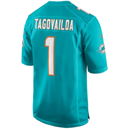 M.Dolphins #1 Tua Tagovailoa Aqua Game Jersey Stitched American Football Jersey