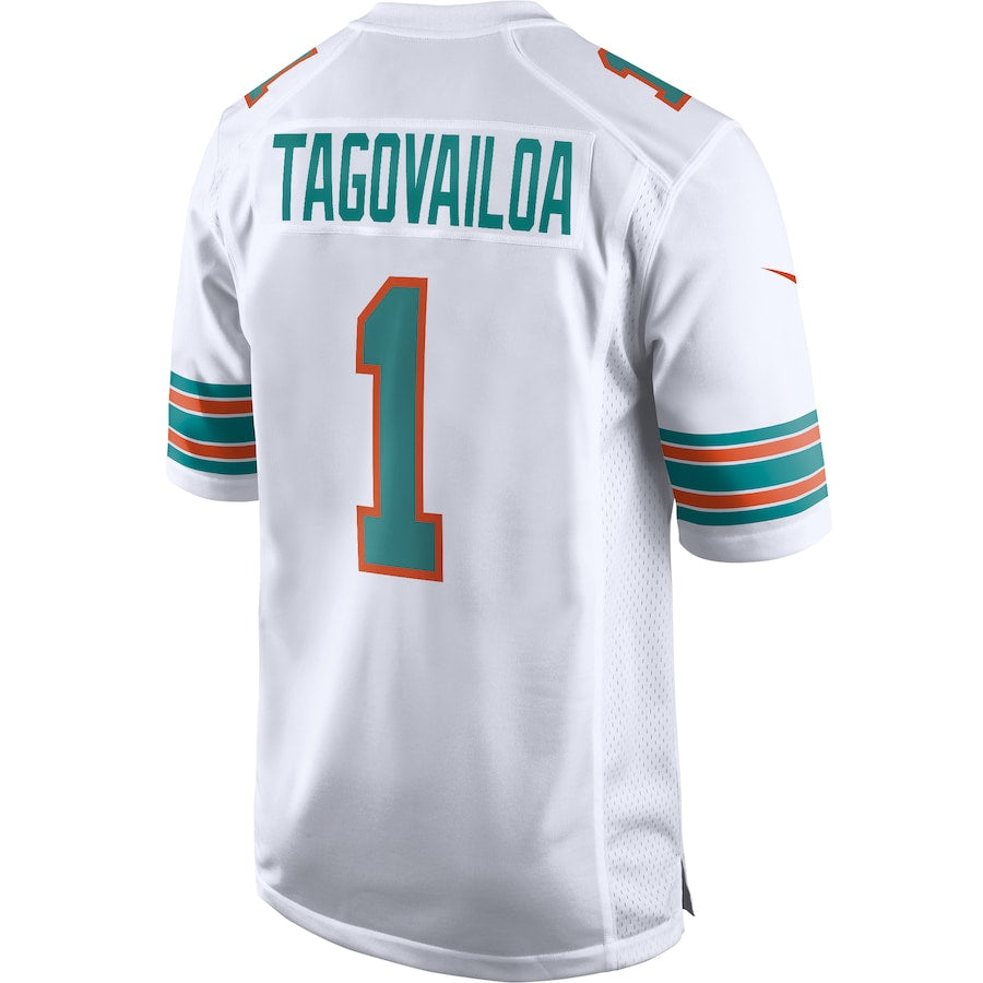 M.Dolphins #1 Tua Tagovailoa White Game Jersey Stitched American Football Jersey