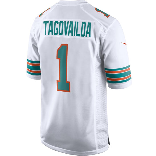 M.Dolphins #1 Tua Tagovailoa White Game Jersey Stitched American Football Jersey