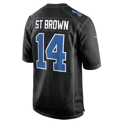 D.Lions #14 Amon-Ra St. Brown Carbon Black Game Jersey Stitched American Football Jerseys