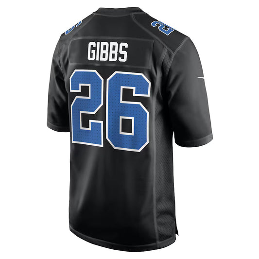 D.Lions #26 Jahmyr Gibbs Black Game Jersey Stitched American Football Jerseys